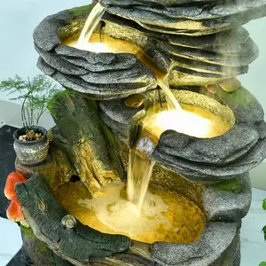 Fontane Creative a cascata Rockery di grandi dimensioni con decorazioni da giardino in fibra di vetro fontana d'acqua all'aperto