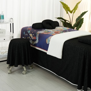 Cao <span class=keywords><strong>C</strong></span>ấp Sợi Nhỏ Massage Bảng Sheets Set 4 Mảnh Thiết Lập Mềm Mại Cotton Mặt Giường Bìa Salon Spa Thoải Mái Nhất - Product Image 3