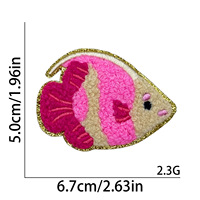 Nuevos parches termoadhesivos de chenilla bordados con animales marinos (tiburón, cangrejo, pez, estrella) para manualidades, bolsos, sombreros y ropa