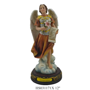 Nouvelle statue d'archange Gabriel en résine personnalisable de 30 cm, or blanc, divin bébé Jésus, Vierge <span class=keywords><strong>Marie</strong></span>, objet de collection catholique - Product Image 1