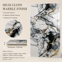 Panneau mural en PVC imperméable à haute brillance MORLENX Smoky Ink Gold Vein UV Marble pour salon, cuisine et murs décoratifs d'hôtel