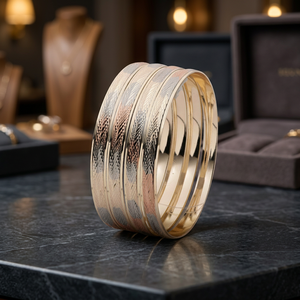 Juego de 4 Brazaletes de Latón Chapado en Oro de 3 Tonos, 8mm, Joyería de Moda Multitono para Mujer, Estilo Alex, Venta al Por Mayor - Product Image 2