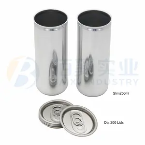 250ml slim cans blank and lithographed aluminum cans
