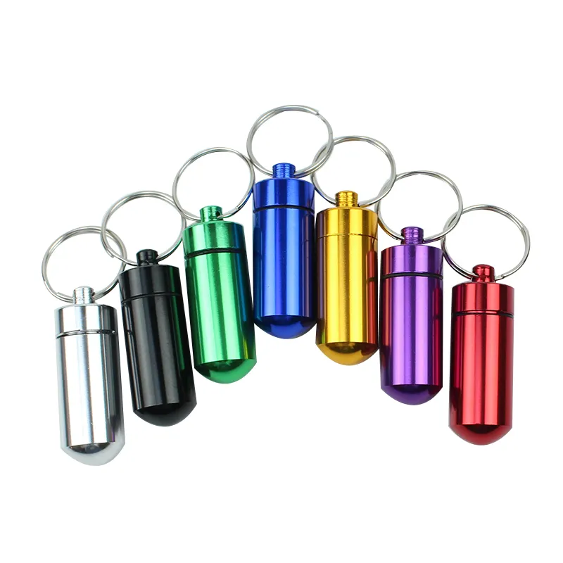 Tùy chỉnh kim loại Pill Box chủ Keychain Pill Organizer túi không thấm nước Y chủ cho du lịch ngoài trời Survival cắm trại