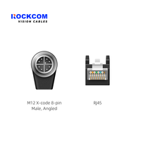 M12 x-kode 8Pin pria miring ke RJ45 kabel Ethernet Gigabit Flex tinggi opsional IP67 kamera industri Congex kabel 84901-2001