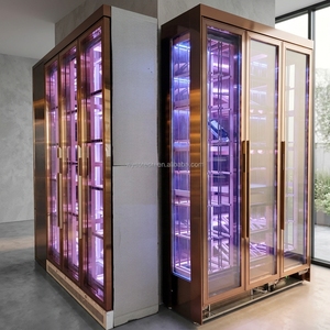 Personalizado retroiluminado acrílico vino licor exhibición Bar nevera moderna Flash LED iluminación Almacenamiento de vino diseño personalizado bodega enfriador - Product Image 6