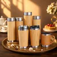 Termos Air Ramah Lingkungan dari Bambu Berinsulasi Dinding Ganda Stainless Steel Vakum untuk Hadiah Bisnis dengan Infuser Teh