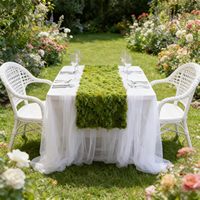Chemin de table en fausse mousse pour l'artisanat, décoration naturelle pour plantes d'intérieur avec base en tissu, couverture en mousse, tapis en mousse, pour mariage