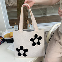 Sac fourre-tout en polyester à motif floral et crochet, grande capacité, sac à bandoulière, pour la plage et usage quotidien, logo personnalisé, couleur, vente en gros, léger