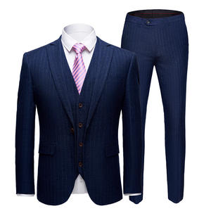 Stripe Trajes para <span class=keywords><strong>hombre</strong></span> Traje de 3 piezas <span class=keywords><strong>Terno</strong></span> Slim Fit Formal Oficina Boda Novio Frac para hombres - Product Image 5