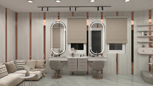 Professional Barber <b>Work</b> <b>Station</b> with Wall Mirror | Custom Hair Salon Furniture & Barbershop Design - Product Image 2