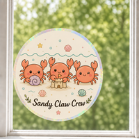 Autocollants personnalisés imperméables en PVC vinyle, décoratifs électrostatiques pour fenêtre, motif crabe et coquillage Kawaii, imprimés UV, pour verre et mur