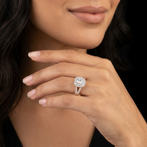 Luxury 1.42ctw Rose Gold Double Cushion Halo Diamond Engagement Anniversary <b>Ring</b> Triple Row Pave Band <b>Split</b> Filigree Gallery - Product Image 1