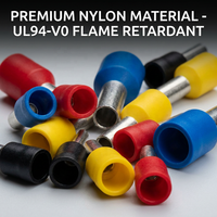 Manchons de sertissage en nylon PA66 isolés pour fils UL 486F & CE, en cuivre étamé 0,25-6 mm², pour panneaux de commande (conforme RoHS 3)