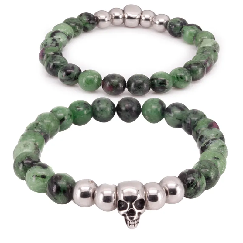 CHENG JEWELERS WHOLESALES fashion hand jewelry MENS green jade metal beads bracelet