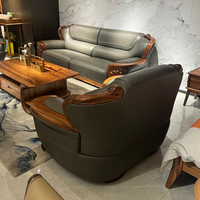 Neues Chinesisches Uginholz-Leder-Sofa für Modernes Wohnzimmer, Luxusvilla, Erste Schicht Rindsleder, Neue Kombination