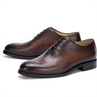 Chaussures décontractées pour hommes en cuir véritable de vachette, style brogue à lacets, best-seller transfrontalier en cuir de vachette pur