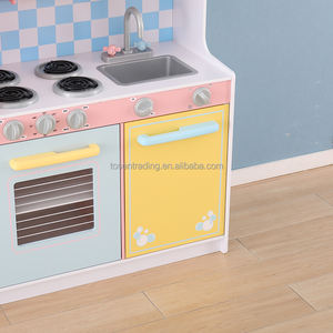 Vente flash - Cuisine de jeu en bois vintage pour enfants avec four, robinet, brûleur et accessoires de cuisine - Pastel - Product Image 4