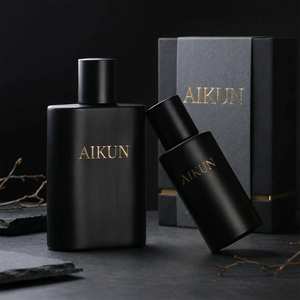 Aikun ชุดสเปรย์กระบอกแก้วสีดำด้านทรงสี่เหลี่ยมผืนผ้ายาว Eau de Parfum สำหรับผู้ชาย - Product Image 1