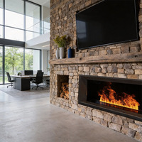 Insert de foyer à vapeur 3D personnalisable AFW200, flamme réglable, couleur unique, grand réservoir d'eau, en acier, moderne, pour intérieur, avec télécommande