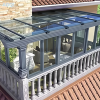 Serre de jardin moderne en alliage d'aluminium avec toit polygonal, double vitrage trempé Low-E pour cour résidentielle