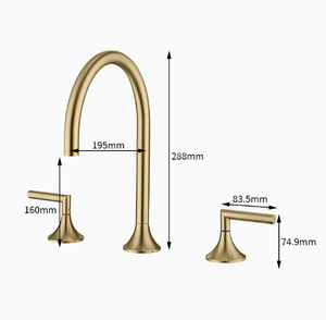 Modern Design Multifunctionele Messing Wastafels Groothandel Nieuwe Dubbele Handgreep Kraan Keramisch Gat Voor Slaapkamer Badkamer Wastafels - Product Image 2