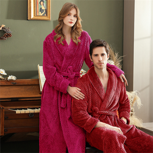 <span class=keywords><strong>Bata</strong></span> de <span class=keywords><strong>Casa</strong></span> para Hombre, Invierno, Gruesa, Larga, con Cierre, Camisón de Franela, Pijama para Parejas, Ropa de Dormir para Enamorados - Product Image 4