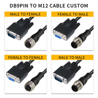 Cable Adaptador Industrial M12 DB9 Personalizado de 4/5/8 Pines M12 RS232 D-Sub PLC Sensor de Alta Velocidad con Clasificación IP67, Conductor de Cobre Puro y PVC