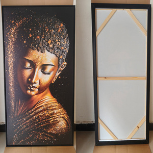 Golden Glitter <strong>Buddha</strong> <strong>Canvas</strong> Wall Art Zen <strong>Buddha</strong> Head <strong>Painting</strong> with Sparkle Effect for Meditation Room - Product Image 6