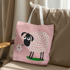 <span class=keywords><strong>Sac</strong></span> fourre-tout en toile imprimé mouton et fleurs, sacs de shopping tendance, <span class=keywords><strong>sac</strong></span> à <span class=keywords><strong>bandoulière</strong></span> de voyage pour femmes, adapté aux courses quotidiennes - Product Image 4