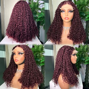 วิกผมมนุษย์แบบ Pixie Curly สี 99J วิกผมมนุษย์แบบ Pixie Curl Lace Front พร้อมสวมใส่ - Product Image 4