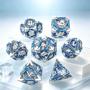 Kit de dados metálicos poliédricos con escultura de dragón calado, juego de 7 dados de metal esmaltado para juegos de rol de mesa, para amantes de los juegos y coleccionistas de hobbies - Product Image 5