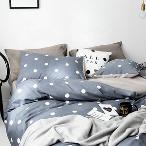 Cao Cấp Tùy Chỉnh Sang Trọng Polka Dot In Màu Đen Màu Xám In Duvet 100% Bông Tấm Ga trải giường Thiết Lập - Product Image 4