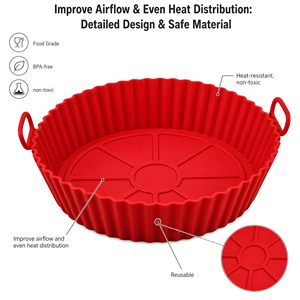 Revêtements en silicone pour friteuse à air OEM ODM, qualité alimentaire, réutilisables, 60g, antiadhésifs, ronds, pour cuisine - Product Image 3