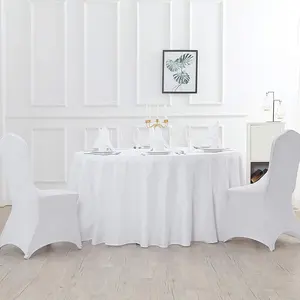 Wholesale American Style Round Polyester Table Linen White Wedding Table Cover Party Table Luxury Tablecloths Dinning