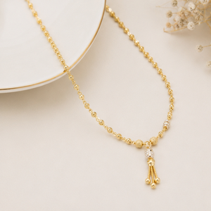 Gold Tone Pendant Dokiyu <b>Necklaces</b> with Elegant Beaded Chain Minimalist Traditional Modern Jewelry Women Daily Wear Wedding 22K - Product Image 3