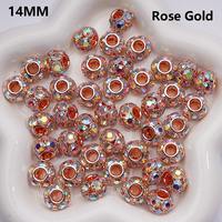 Perles entretoises rondes en métal à grand trou, incrustées de strass multicolores, pour la fabrication de bijoux faits main