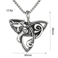 Collier avec pendentif Viking Celtic Knot Fox en acier inoxydable rétro nordique classique pour hommes
