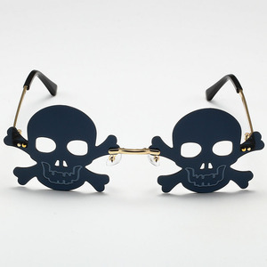 Nuovi Occhiali da Sole Senza Montatura a Forma di Teschio 2025, UV400, PC Arancione, Punk Unisex, Confezione Personalizzata, Halloween - Product Image 1