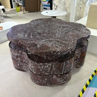 Table basse en marbre Rosa Lavanto en forme de fleur, table moderne pour salon, meubles en pierre naturelle de luxe