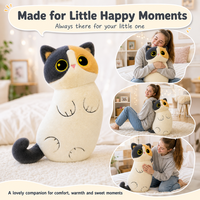 Coussin en peluche chat calico long et doux pour la décoration de chambre