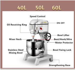 B80 CE Chuyên Nghiệp Lớn Công Nghiệp Thực Phẩm Trộn Hành Tinh 80l 80 Lít Bánh Trộn 80 L Lớn Bánh Nhà Máy Trộn Thực Phẩm máy - Product Image 6