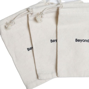 Custom Organic Cotton Recycled Size Small Reusable White <b>Muslin</b> <b>Cloth</b> Dust Pouch Drawstring Bag Logo Double String for Jewelry - Product Image 4