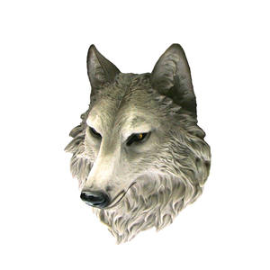 Scultura fissata al muro degli animali realistici della statua d'attaccatura della parete della testa del lupo della resina - Product Image 5