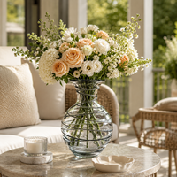 Vase en verre spiralé gris fumé, vase à fleurs soufflé à la main pour la décoration de la maison, centre de table et accent de présentoir
