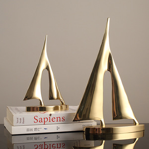 Copper Sailboat Figurine <b>Set</b> Black And Gold Minimalist Office <b>Desk</b> Decor Multi Piece Package - Product Image 3