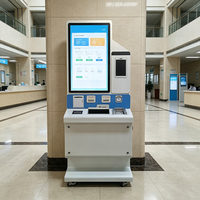 Kiosque de libre-service personnalisé de 43 pouces pour hôpitaux, solution de check-in patient 24h/24 et 7j/7 avec accepteur de monnaie, lecteur QR/ID et imprimante de rapports A4