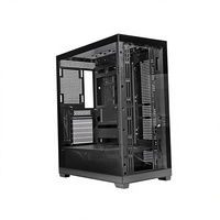 Boîtier de PC de jeu noir de taille moyenne ATX Micro-ATX avec panneau latéral en verre trempé, ports USB et audio sur le devant