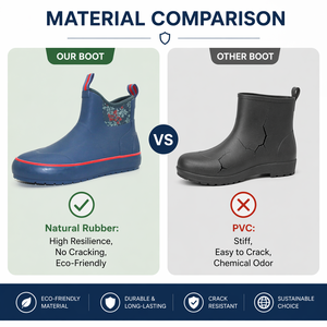 Botas de Lluvia de Goma Antideslizantes Duraderas para Mujer, Zapatos de Jardín Florales Impermeables hasta el Tobillo, Suela Resistente, Protección para Todo Clima - Product Image 3