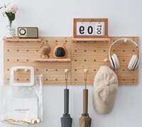 Panneau en bois panneau perforé modulaire suspendu organisateur de stockage porte-manteau étagère étagères flottantes en bois pour mur